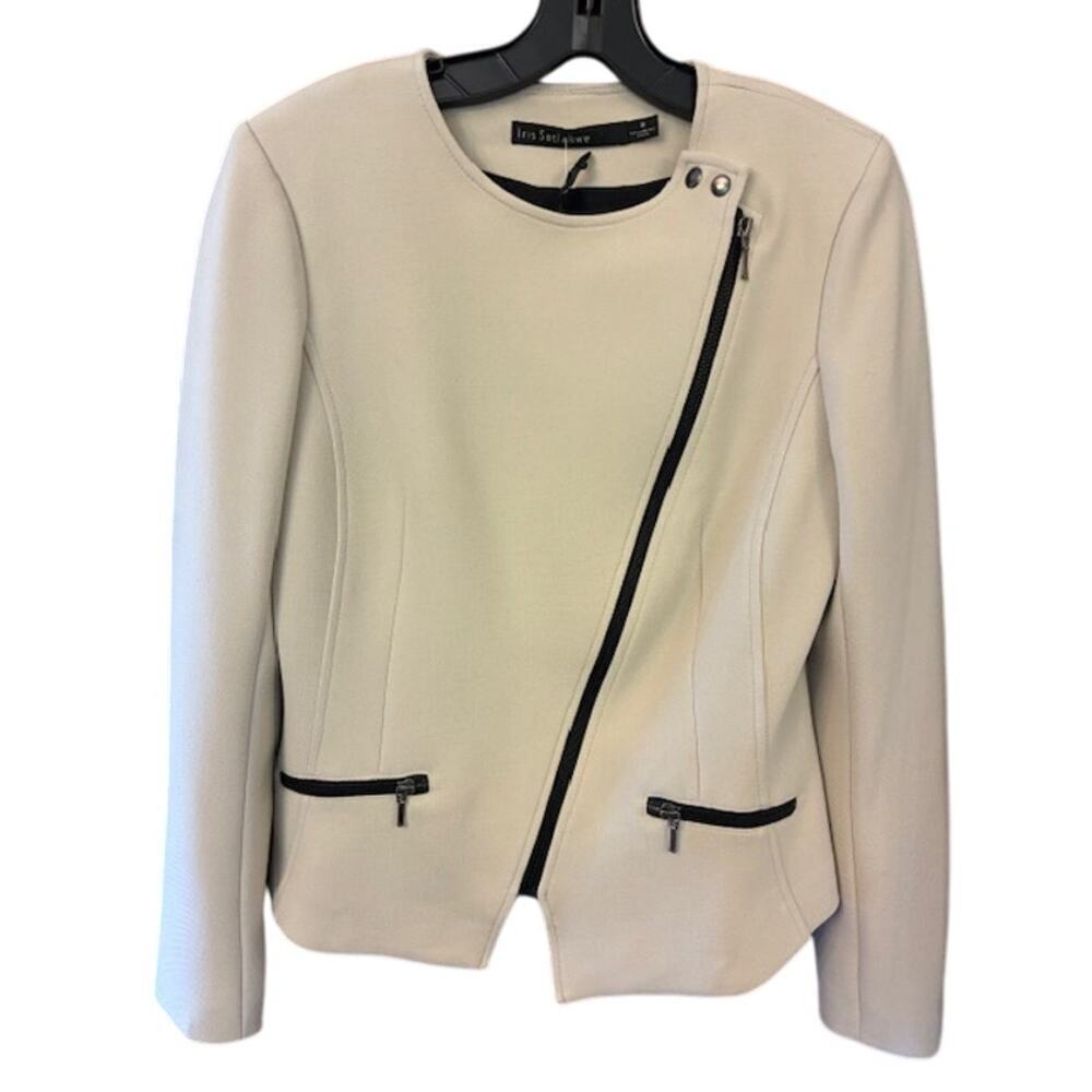 Iris Setlakwe Bone Jacket Size 8 Asymetric Zipper Msrp $635.00 New